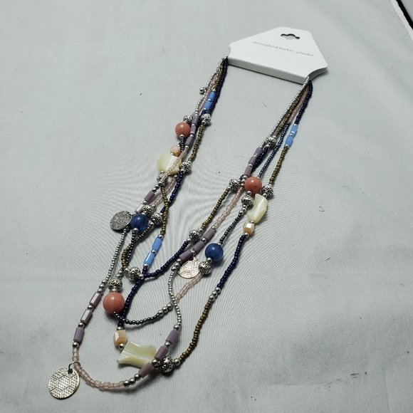 Christopher & Banks 4 strand multi color necklace silver chain - Picture 4 of 6